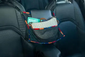 | Upgraded Car organizer between the seats | Car purse organizer Car handbag, Car snack holder, water bottler holder barrier of backseat kids pets for safe driving