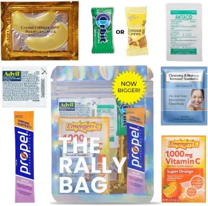 10 Pre-Filled Hangover Kits for Bachelorette Party Favors, 21st Birthday & Girls Trip Favors | Rally Bag 70 Pcs Bulk Hangover Kit Supplies Now With Bigger Bags (10 Kits)