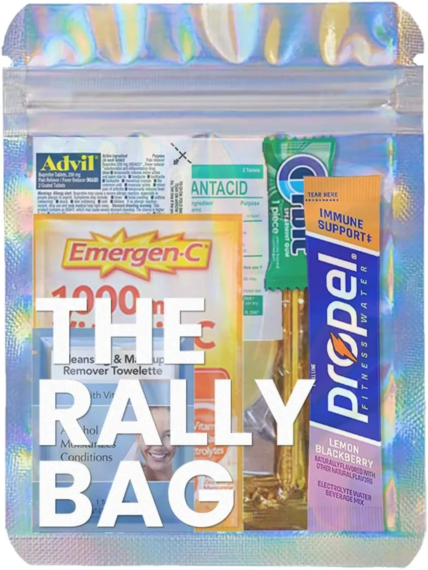 10 Pre-Filled Hangover Kits for Bachelorette Party Favors, 21st Birthday & Girls Trip Favors | Rally Bag 70 Pcs Bulk Hangover Kit Supplies Now With Bigger Bags (10 Kits)