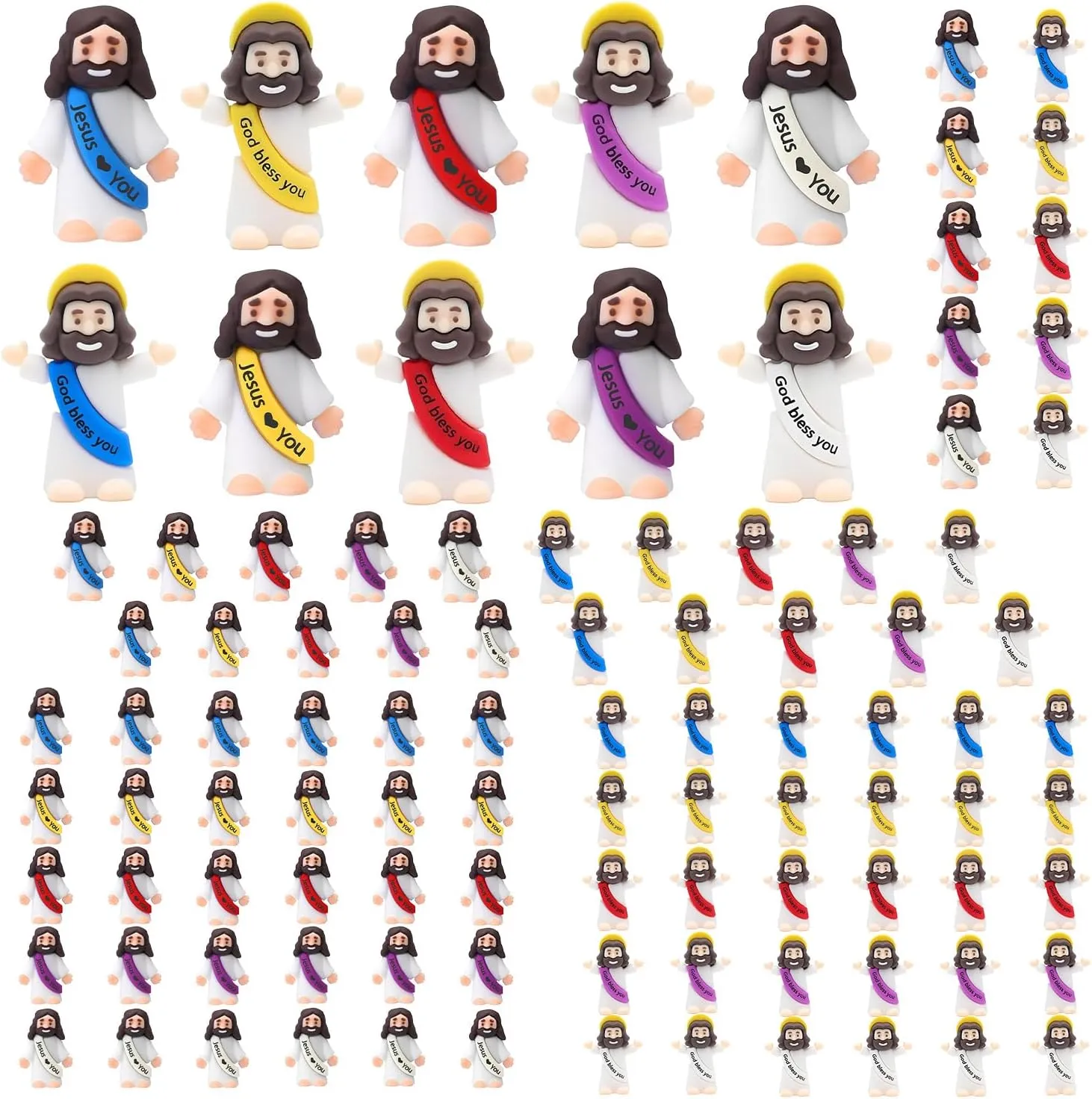 100 Pack Little Jesus Figures, Mini Jesus Figurines in Bulk, Small Jesus Loves You Figures, Miniature Jesus Resin to Hide, Pocket Gifts