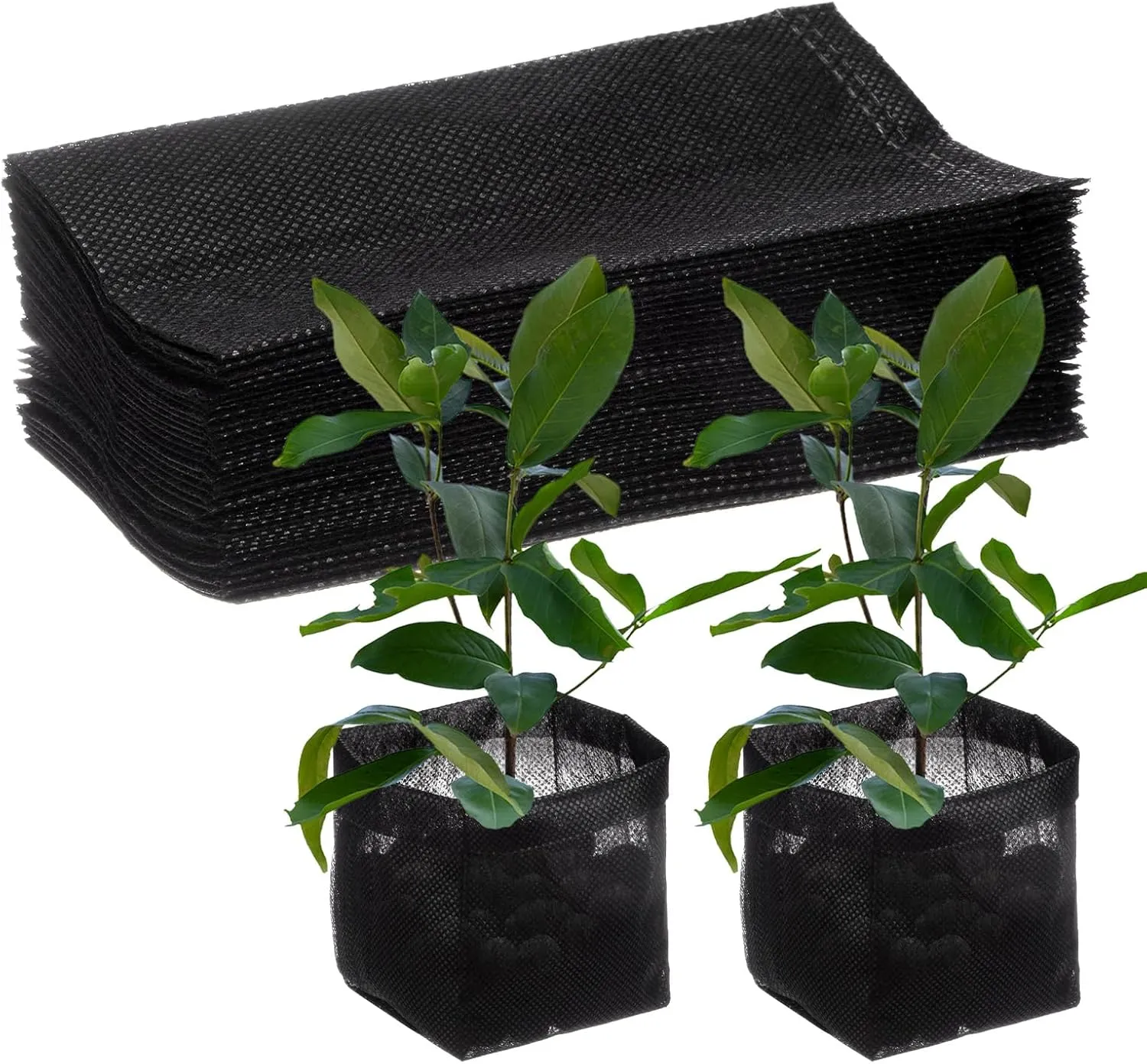 100-Pack Nursery Growing Bags, 5.3" x 5.9" Non-Woven Plant Nursery Bags, Fabric Seeding Pots Pouch for Seed Starting/Soil Transplant/Home Garden Supply [Black]