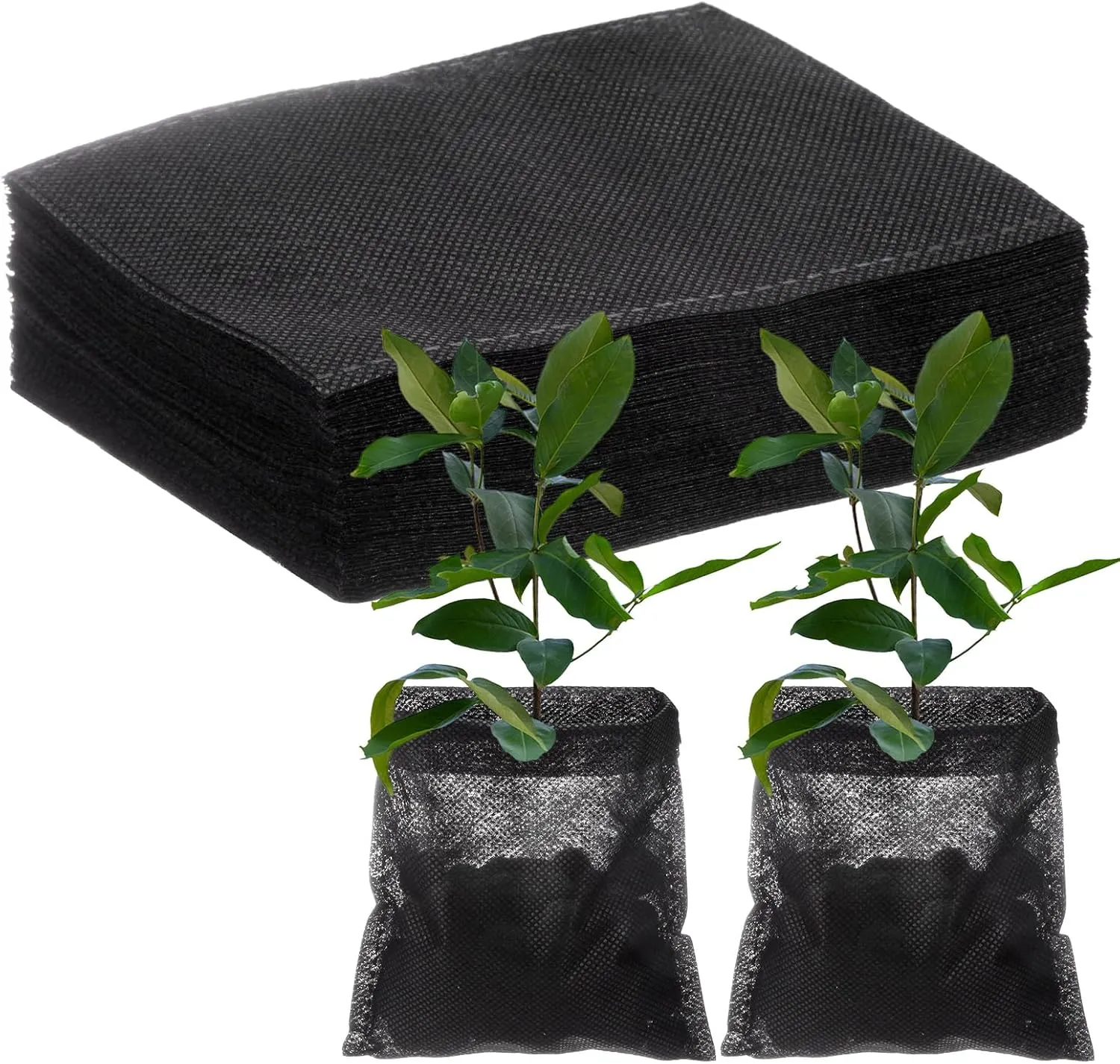 100-Pack Nursery Growing Bags, 7.9" x 6.9" Non-Woven Plant Nursery Bags, Fabric Seeding Pots Pouch for Seed Starting/Soil Transplant/Home Garden Supply [Black]