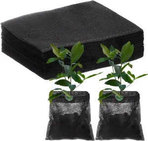 100-Pack Nursery Growing Bags, 7.9" x 6.9" Non-Woven Plant Nursery Bags, Fabric Seeding Pots Pouch for Seed Starting/Soil Transplant/Home Garden Supply [Black]
