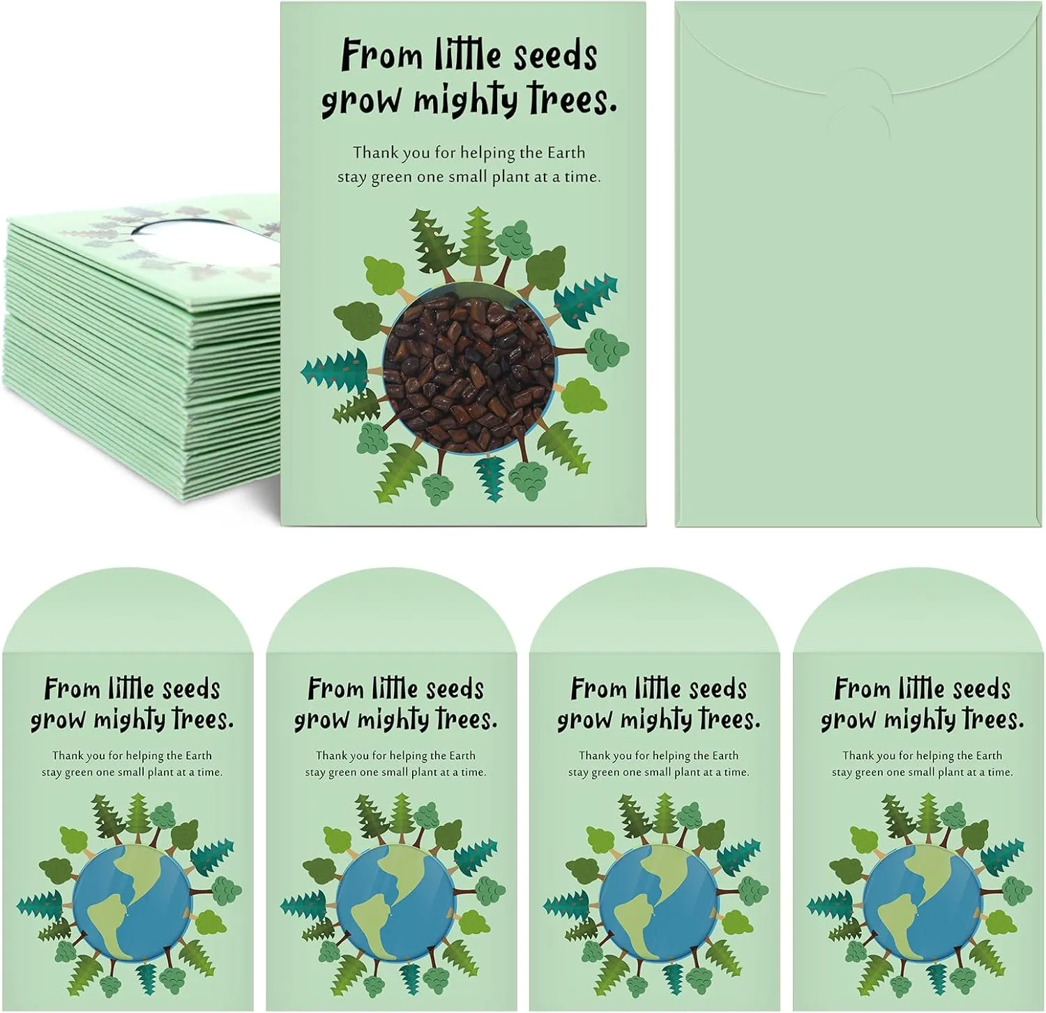 100 Pcs Earth Day Party Favors Seed Envelope Kraft Bag with Window Resealable thicken Seed Storage Packets Seed Packets Envelopes Wildflower Seeds Packets for Earth Day (No Seeds)