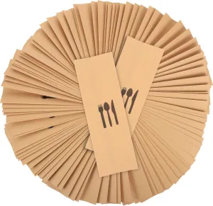 100pcs Kraft Paper Cutlery Set Wedding Rehearsal Dinner Decorations Silverware Sleeves Tableware Rehearsal Dinner Napkins Churro Bags Utensil Case Paper Bag Dinner Party Universal
