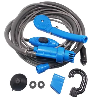 12V Camping Shower Portable Car Washer D-C Car Shower High Pressure Power Washer Electric Pump for Outdoor Camping Travel 2021(Blue)