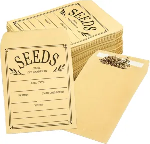 150 Pcs Seed Envelopes, Resealable Seed Packets Envelope Self Adhesive Sealing Seed Saving Envelopes Small Brown Paper Seed Storage Envelopes 3.1x4.7 Inch for Collection of Flower Vegetable Seeds