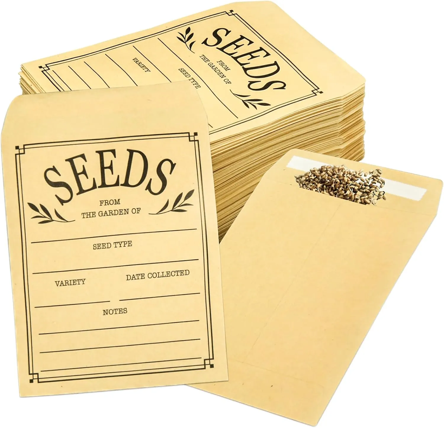 150 Pcs Seed Envelopes, Resealable Seed Packets Envelope Self Adhesive Sealing Seed Saving Envelopes Small Brown Paper Seed Storage Envelopes 3.1x4.7 Inch for Collection of Flower Vegetable Seeds