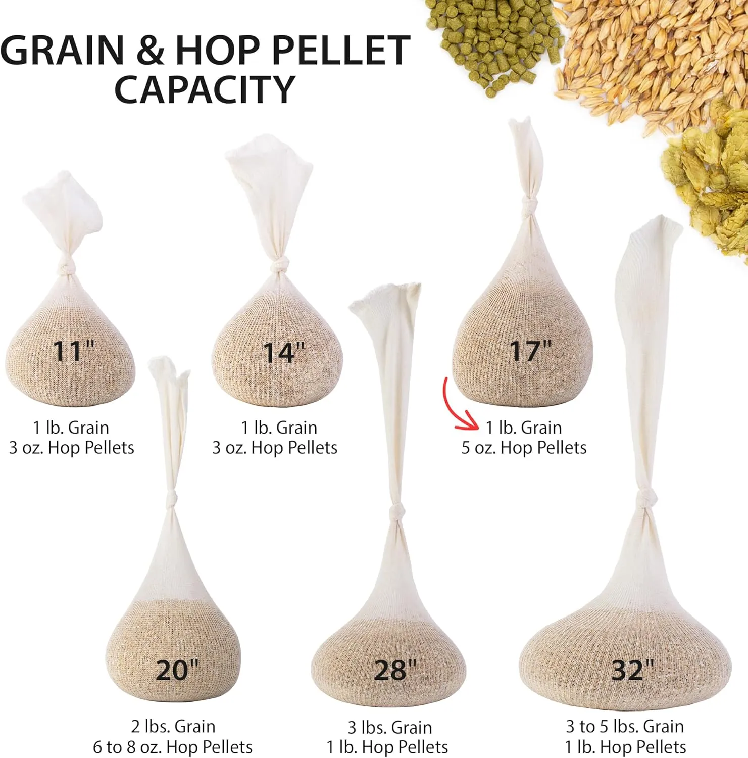 17" (10 Pack) Hops, Grain & Spice Beer Brewing Bags Cotton Mesh Steeping Bags for Beer Wine, Cider, Tea, Soups & Nut Milk, Hops & Grain Socks for Dry Hopping for Micro Brewing or Homebrewing