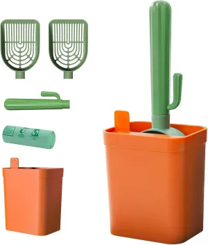 1set Cactus Cat Litter Scooper with Holder Litter Sifter Replaceable Scoop Head with Storage Space