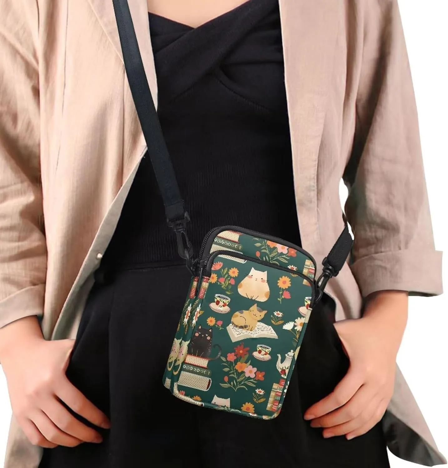 2 Layer Crossbody Bag Messenger Satchel Bags Wallet Phone Case for Men Women