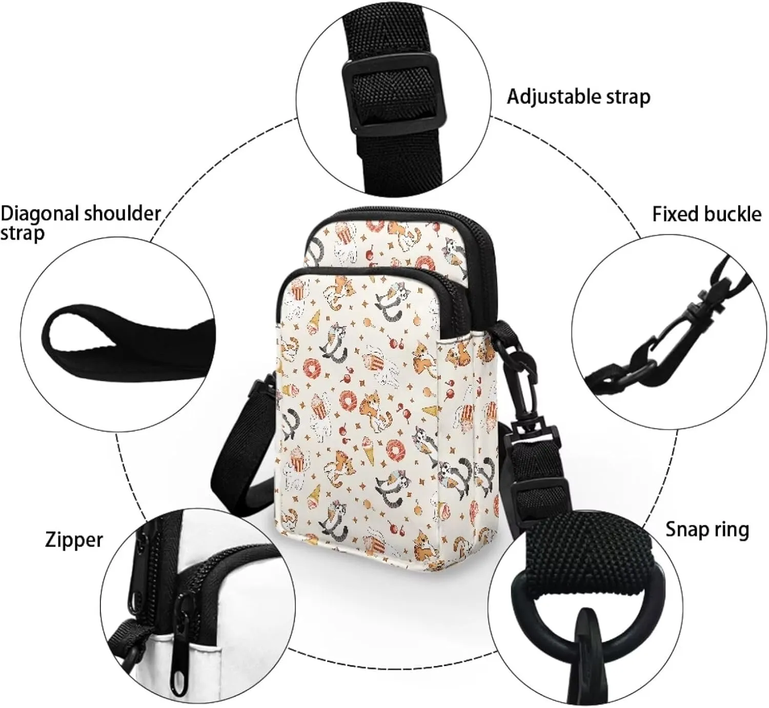 2 Layer Crossbody Bag Messenger Satchel Bags Wallet Phone Case for Men Women