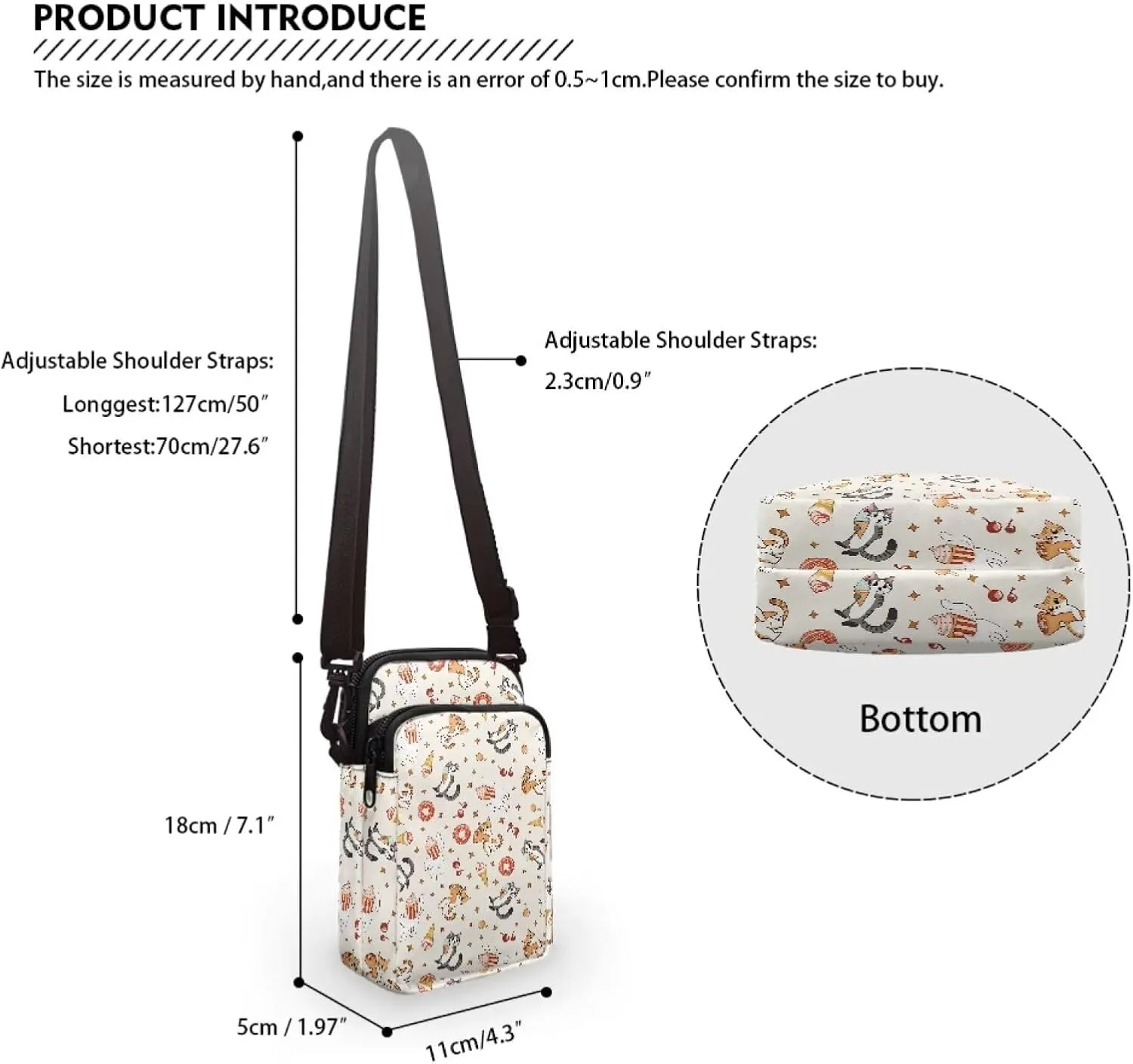 2 Layer Crossbody Bag Messenger Satchel Bags Wallet Phone Case for Men Women