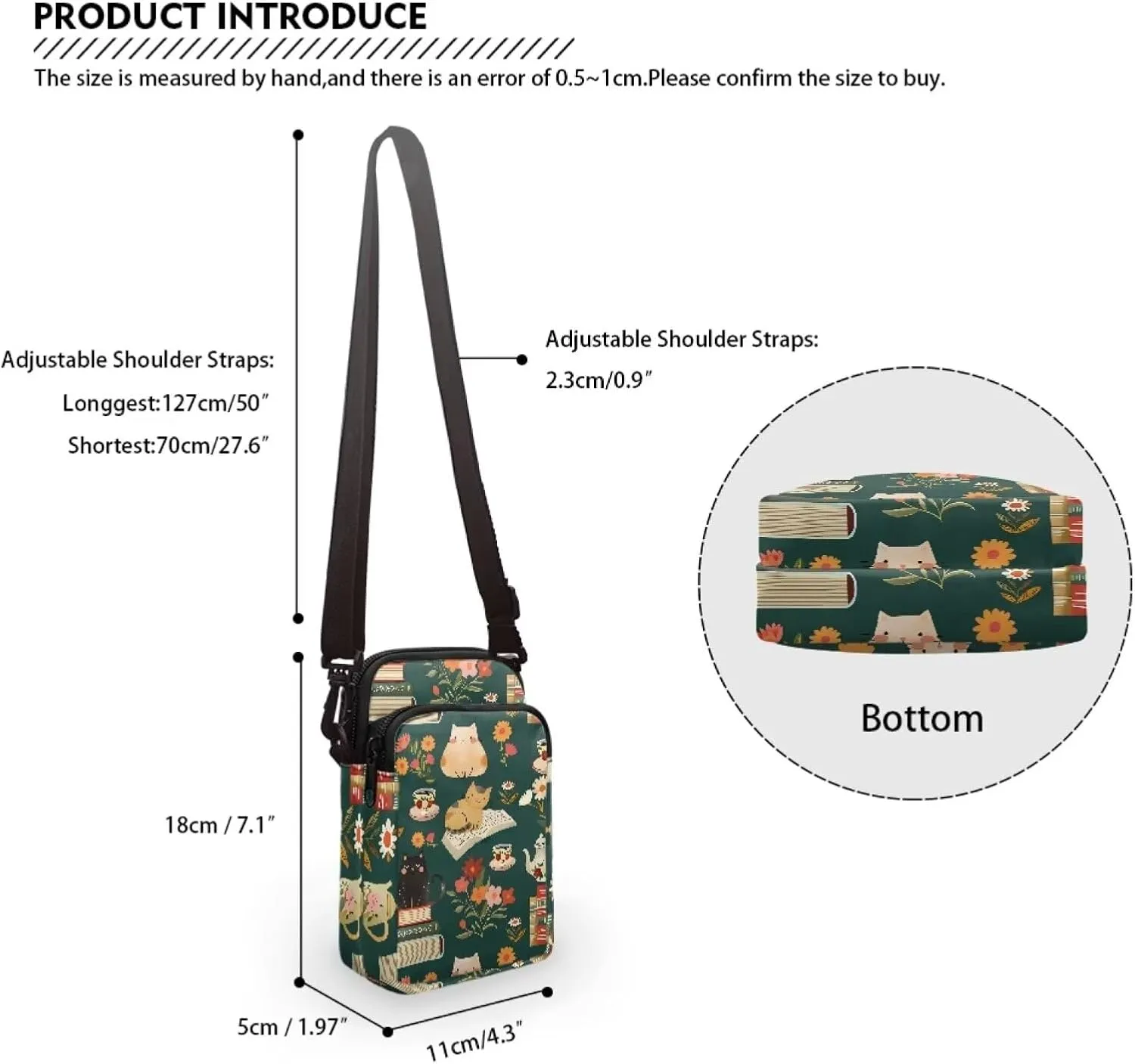 2 Layer Crossbody Bag Messenger Satchel Bags Wallet Phone Case for Men Women