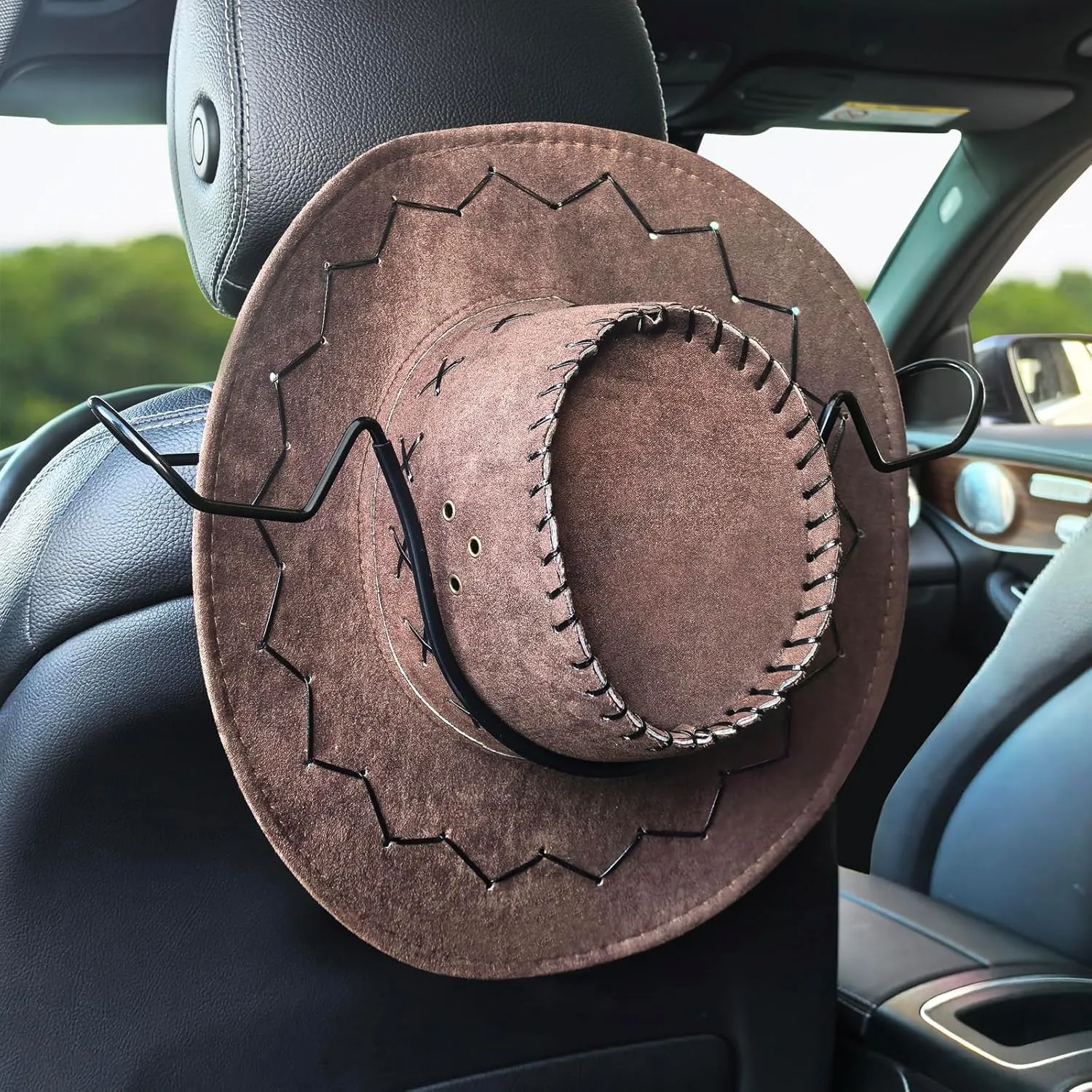 2 Pack Cowboy Hat Rack for Car Truck Accessories for Men Women Hats Holder for Automotive Seat Back Storage Hooks for Hardhat Baseball Caps Christmas Gifts - Suitable for Wide Brim(Below 5inches)