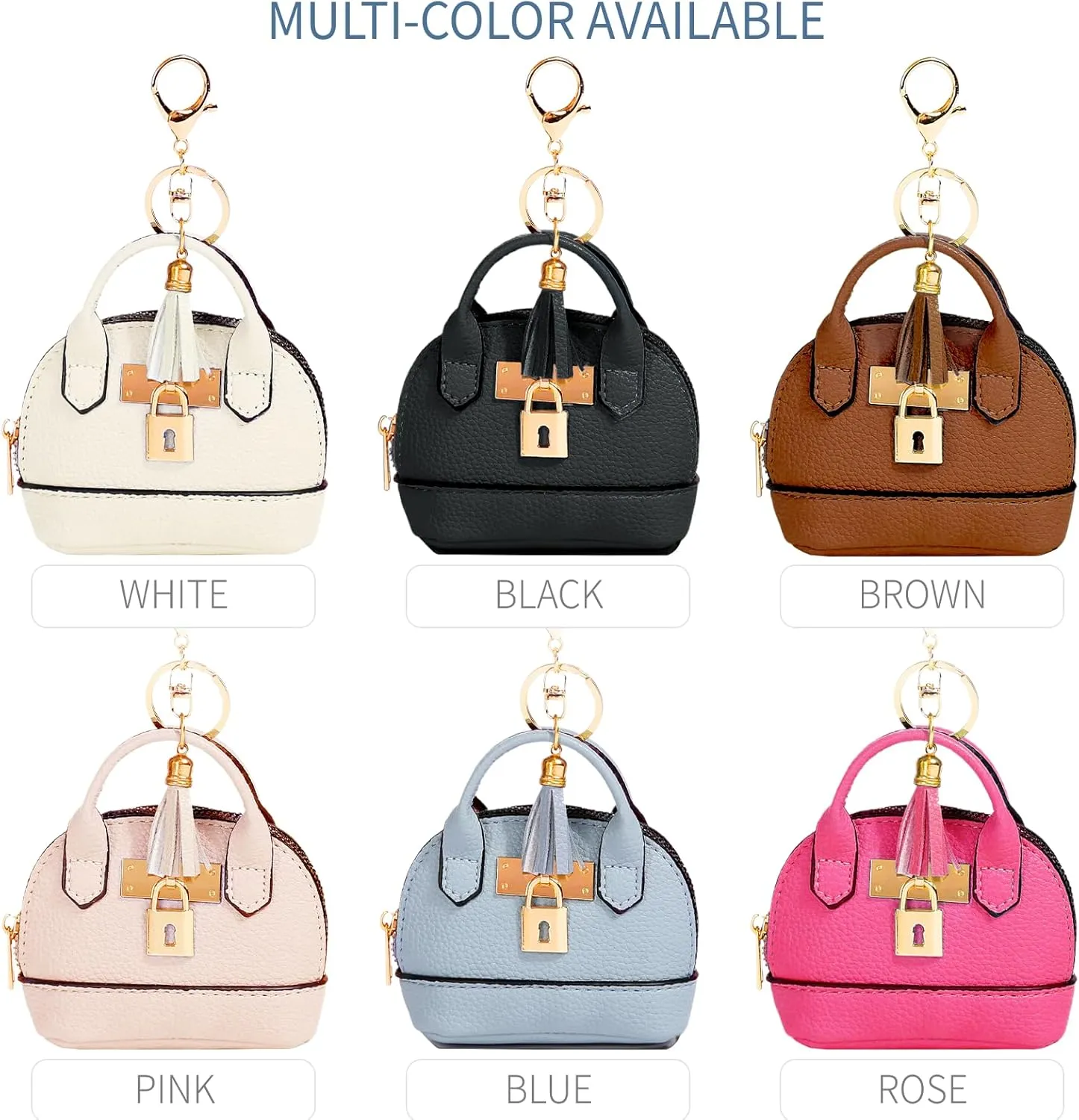 2 pcs Cute Mini Cosmetic Bag for Women PU Leather Backpack Keychain Makeup Bag Key Pocket Lipstick Bag Card Holder Data Cable Organizer Zipper Pouch (Handbag, Rose Red   White)