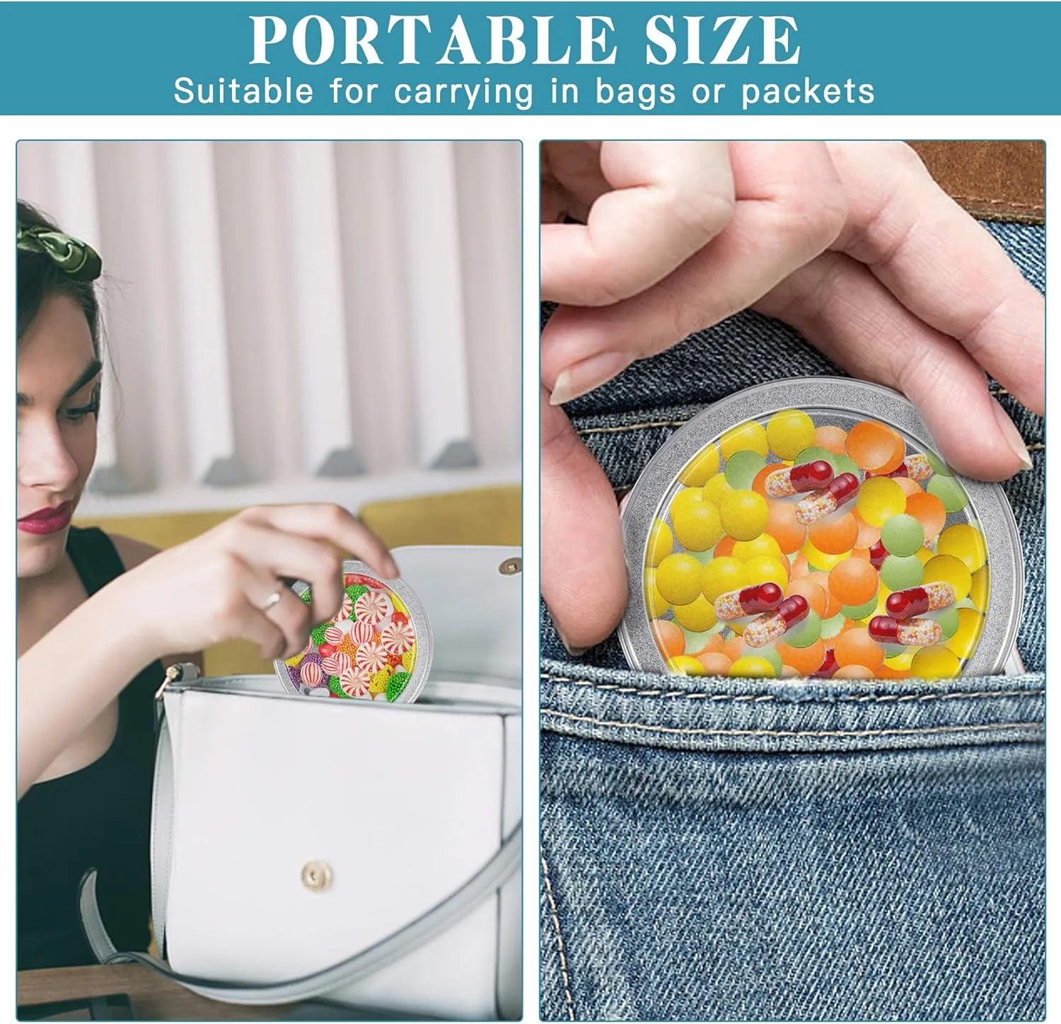 20 Pack 3.5 Ounce Metal Tin Cans, Round Empty Container Cans with Clear Top, Storage Cans Gift Case for Kitchen, Office, Candles, Candies, Arts & Crafts