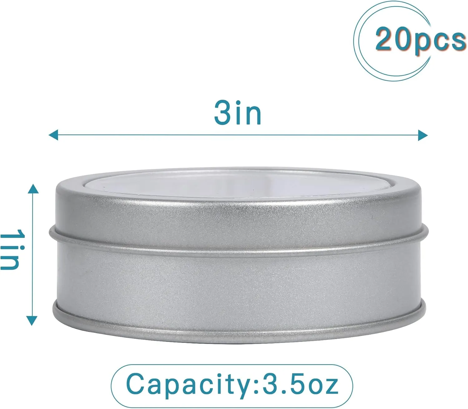 20 Pack 3.5 Ounce Metal Tin Cans, Round Empty Container Cans with Clear Top, Storage Cans Gift Case for Kitchen, Office, Candles, Candies, Arts & Crafts