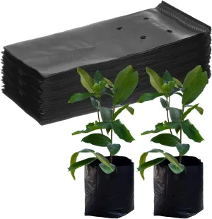 200-Pack Nursery Growing Bags, 7.9" x 9.8" Thicken Plastic Nursery Bags, Gardening Seed Plant Bags for Potato/Flower/Tomato/Plant Starts/Home Gardening Supplies [Black]