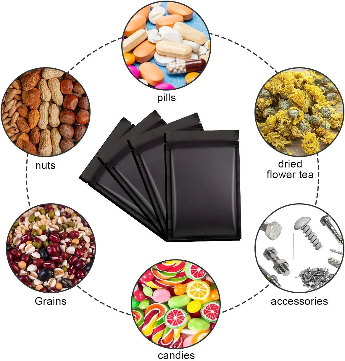 200pcs 3"X 4" Smell Proof Bags Resealable Mylar Bags Foil Pouch Double-Sided Flat Zip lock Bag Matte Black…