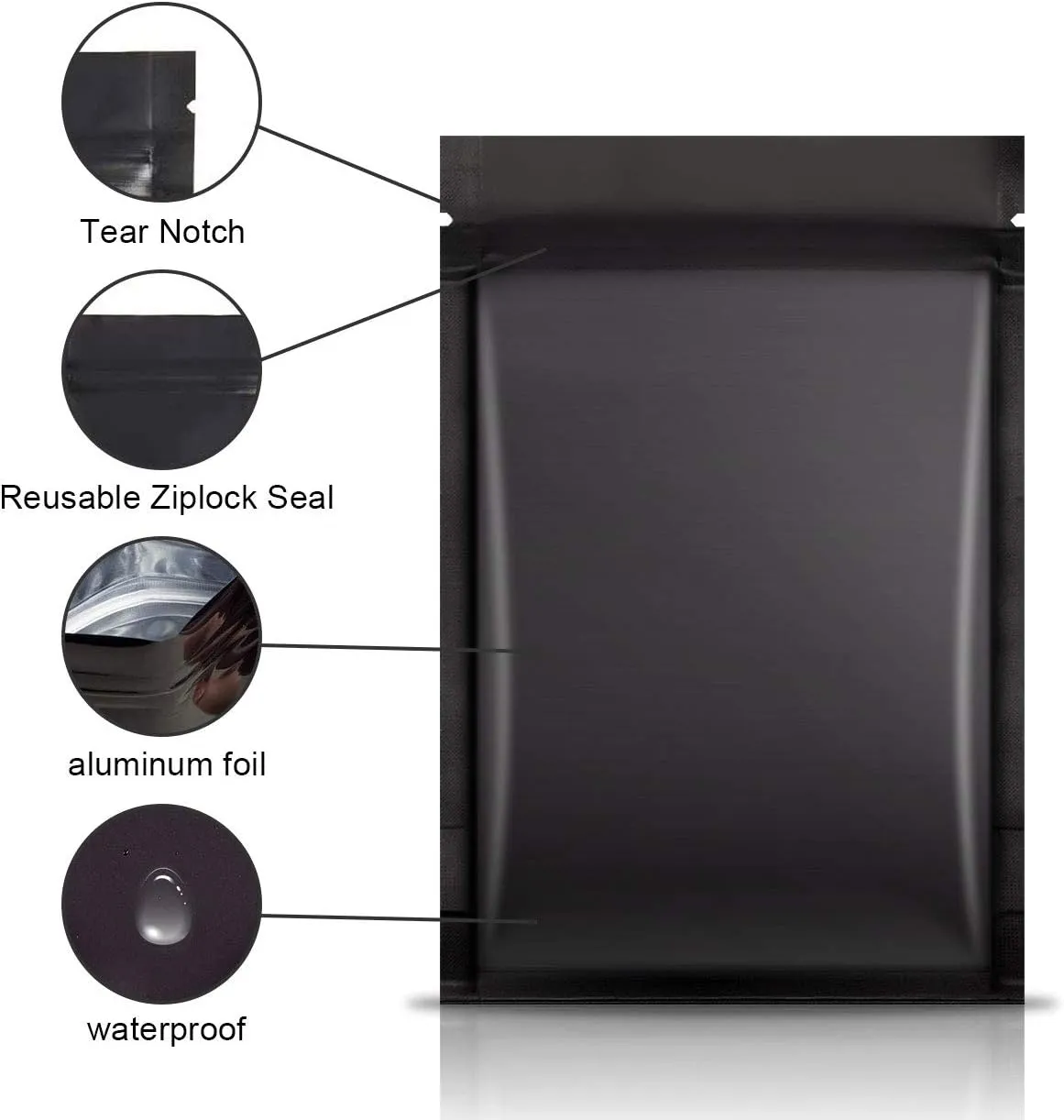 200pcs 3"X 4" Smell Proof Bags Resealable Mylar Bags Foil Pouch Double-Sided Flat Zip lock Bag Matte Black…