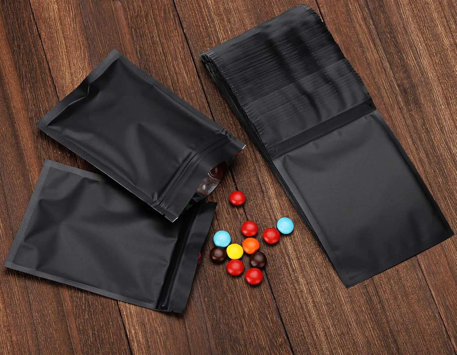 200pcs 3"X 4" Smell Proof Bags Resealable Mylar Bags Foil Pouch Double-Sided Flat Zip lock Bag Matte Black…