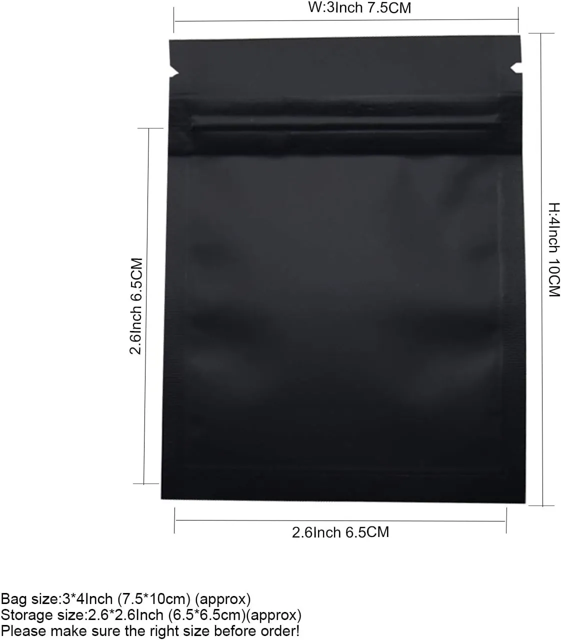 200pcs 3"X 4" Smell Proof Bags Resealable Mylar Bags Foil Pouch Double-Sided Flat Zip lock Bag Matte Black…