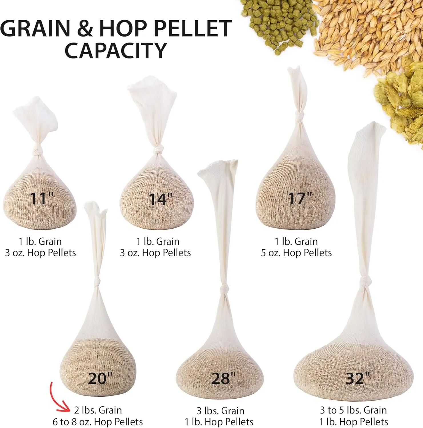 20" (10 Pack) Hops, Grain & Spice Beer Brewing Bags Cotton Mesh Steeping Bags for Beer Wine, Cider, Tea, Soups & Nut Milk, Hops & Grain Socks for Dry Hopping for Micro Brewing or Homebrewing