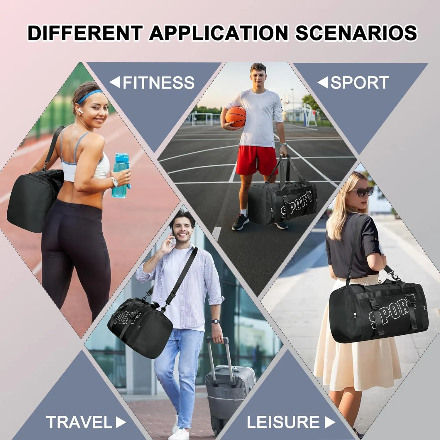 22″ Multipurpose Gym Travel Bag with Shoe & Wet Compartments for Men & Women, Carry On Bags for Airplanes, 35L Duffle Bag for Fitness Yoga Sports & 3-5 Days Weekender Overnight (Black)
