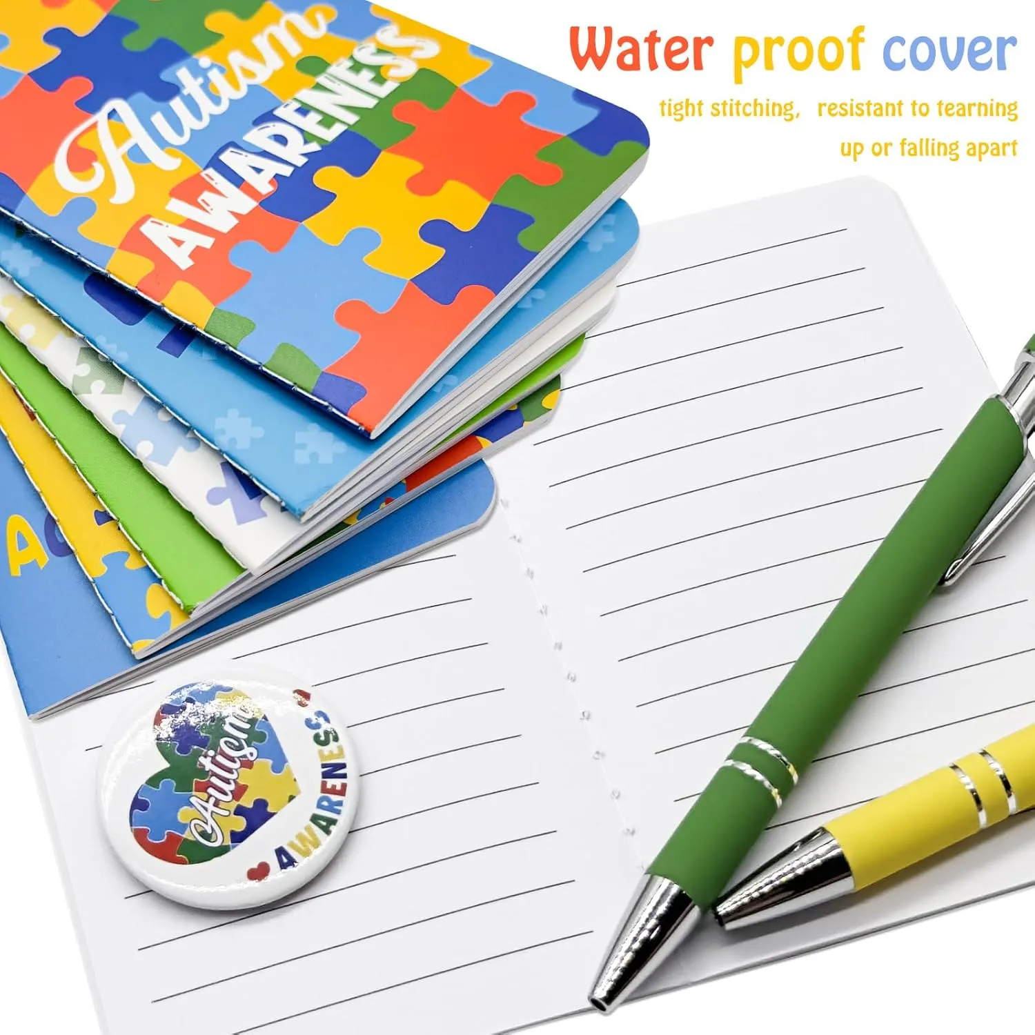 24 Pcs Autism Awareness Notepads Bulk, Mini Puzzle Pieces Notebooks Autism Motivational Inspirational Pocket Journal Accept Love Understand Memo Pads Gifts for Women Men Kids School Prizes Supplies