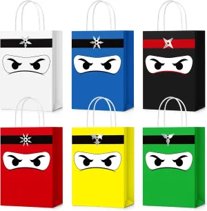 24 Pcs Ninja Gift Bags with Handles Ninja Birthday Party Decorations Party Favor Gift Supplies Candy Treat Goody Bags for Kids