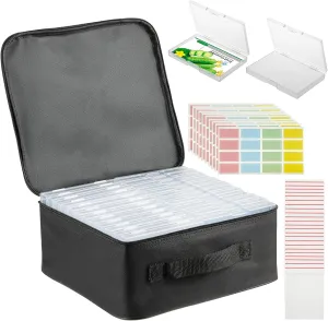 24 Slot Seed Storage Organizer Box with Dual Zipper Bag, Garden Seed Organize Sealed Bags and 160 Pcs Label Stickers Saving Container Keeper Set for Garden Vegetable Flower Plants
