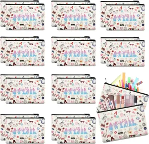 24pcs Party Makeup Bag - Music Lover Gift Bags, Fan Makeup Bags, Birthday Party Supplies for Female Friends and Sisters, Travel Storage Zipper Bag Gifts for Mother, Daughter, Friend, Girl