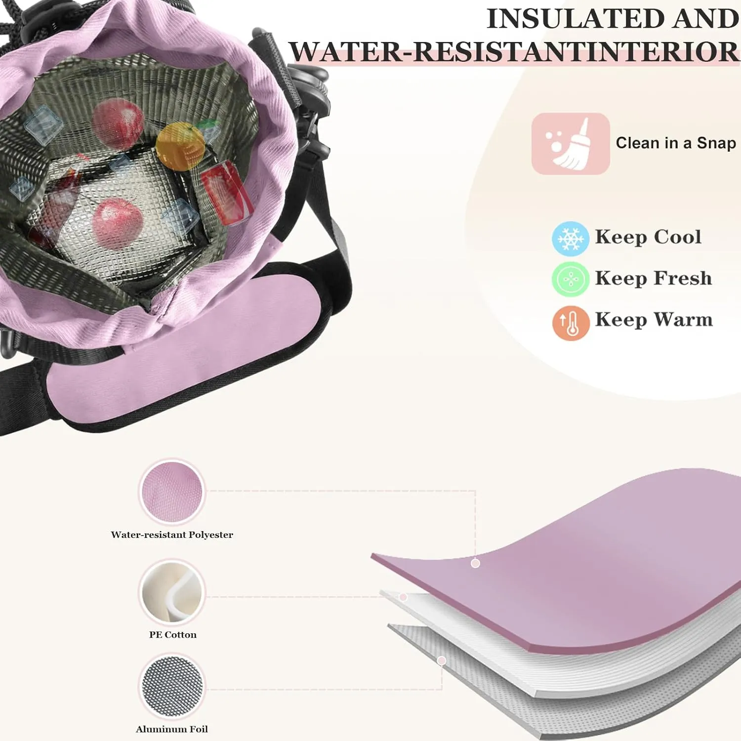 25/32/40 oz Water Bottle Holder with Strap, Water Bottle Bag Crossbody Insulation Water Bottle Holder with Small Purse, Adjustable Shoulder Strap (Dusty Pink)