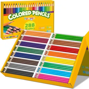288 Count Colored Pencils Bulk, 16 Assorted Colors, Pre-sharpened Coloring Pencils Set for Kids and Adult, Teachers Essential Classroom Prizes, Back to School Supplies