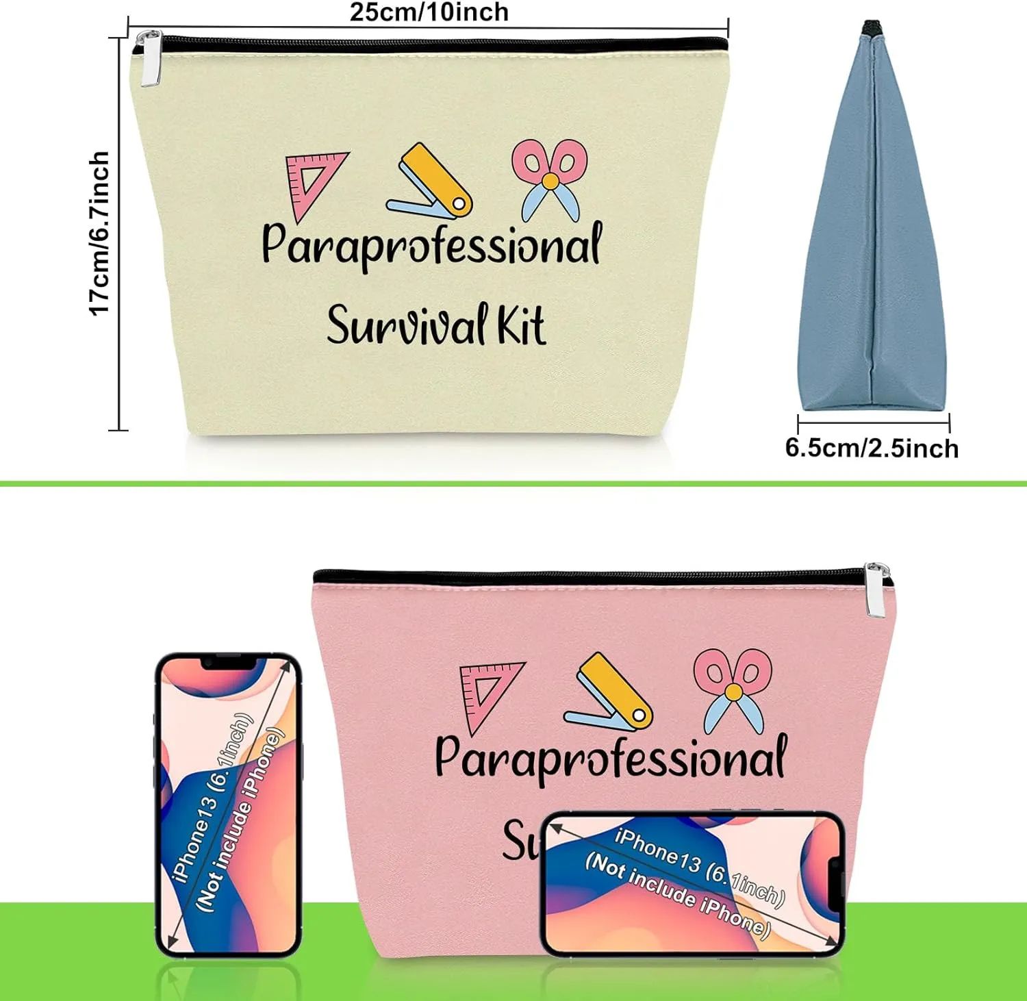 3 Pack Paraprofessional Appreciation Gift Makeup Bag Para Paraeducator Gifts Teaching Assistant Presents 3PCS Cosmetic Bag Teachers' Day Birthday Presents for Para Teachers Travel Cosmetic Pouch