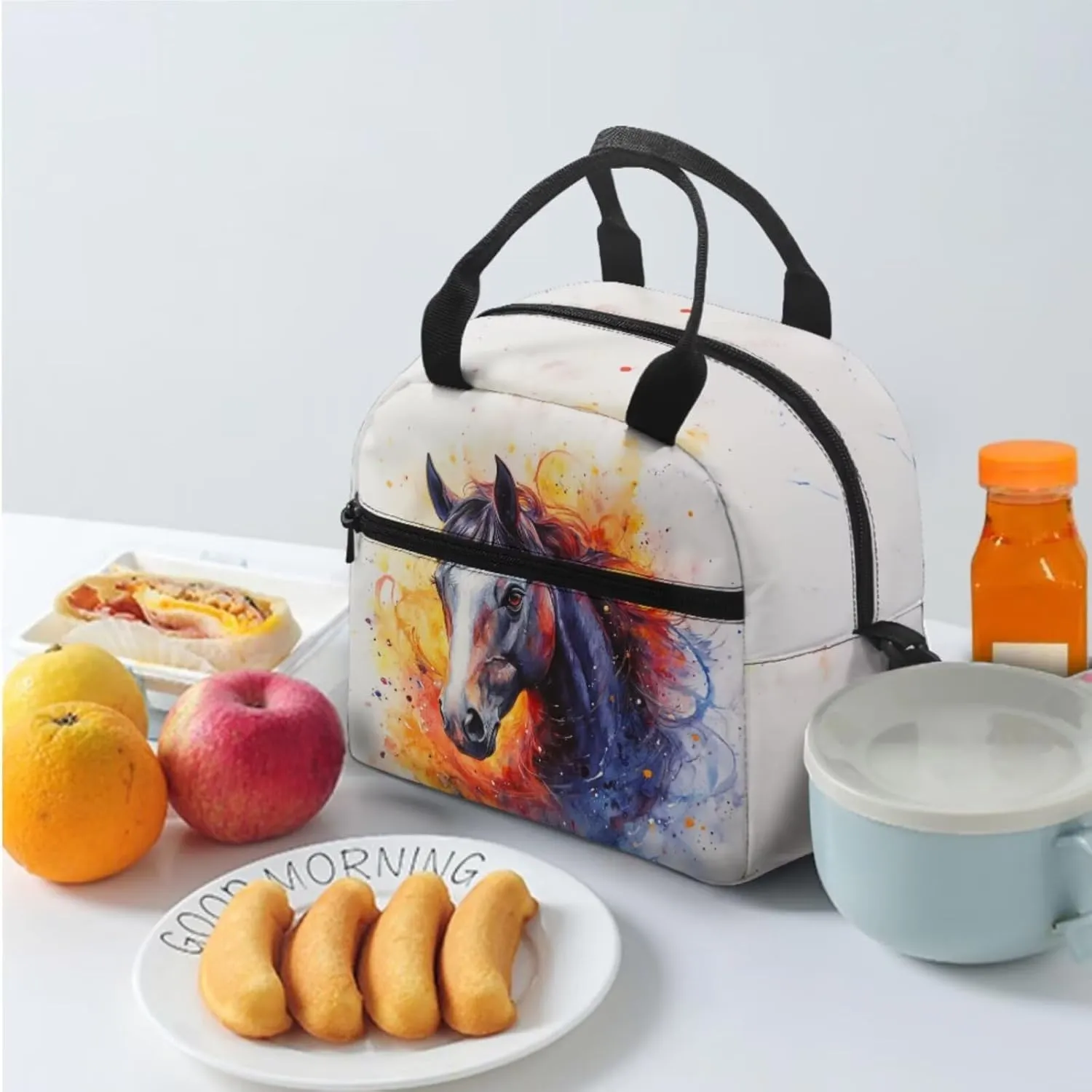 3 Piece Horse Backpack Set with Lunch Box for Kindergarten Girls Lightweight Ergonomic School Bag for Kids Ages 5-6 Spacious Bookbag and Lunchbox Combo