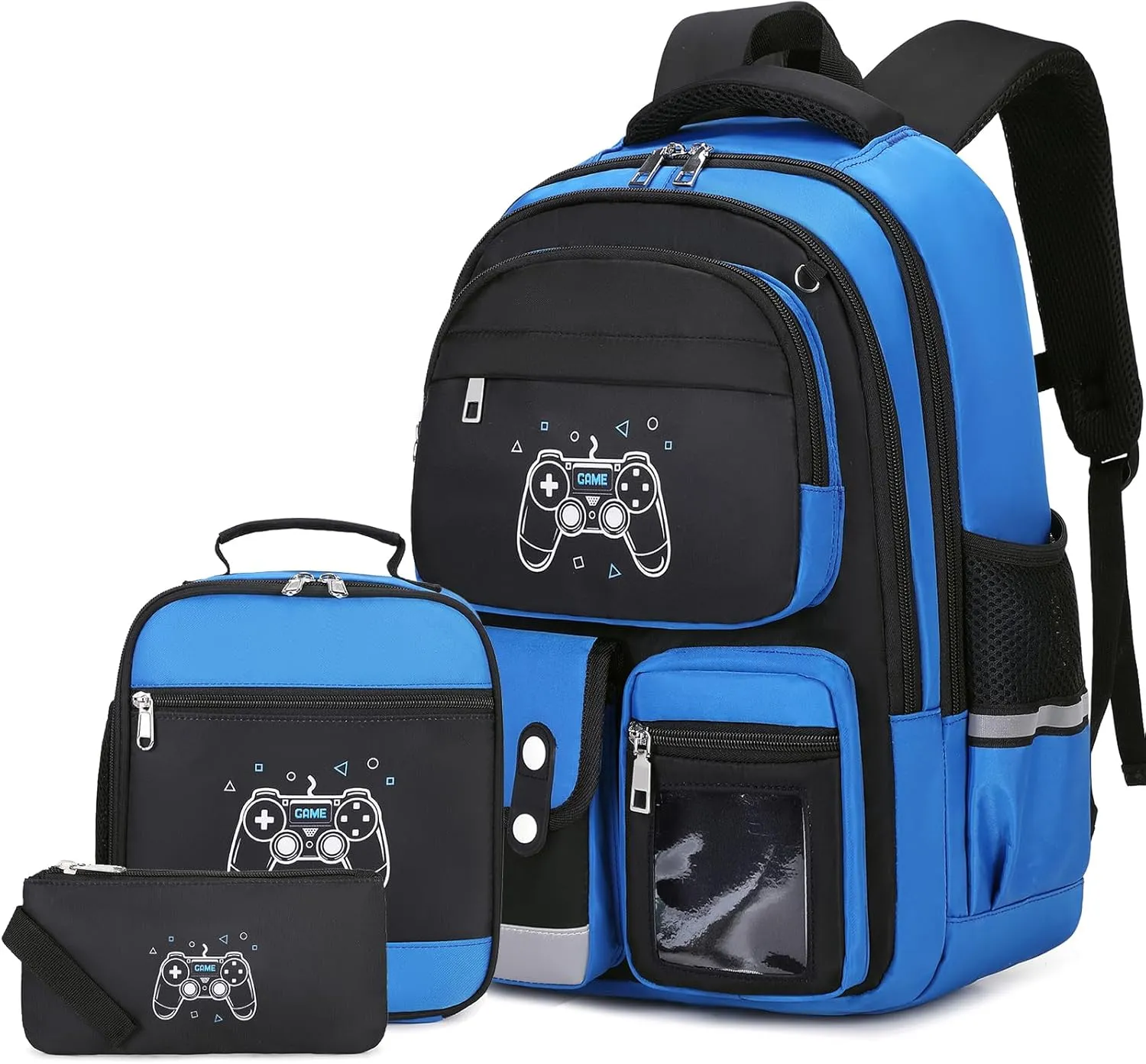 3PCS Boys Backpack, Kids Backpack for Boys with Lunch Box Pencil Case, Cool Gamer Schoolbag Book Bags for Kindergarten Elementary Middle School