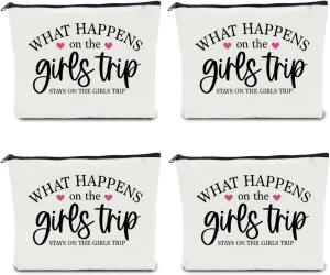 4 Pcs Girls Weekend Gifts for Women & Girls Trip Favors Makeup Bag Cosmetic Bag Bestie Gifts Weekend Bag Coin Purse for Female Lady Girl Daughter Coworker Travel Vacation Christmas Birthday