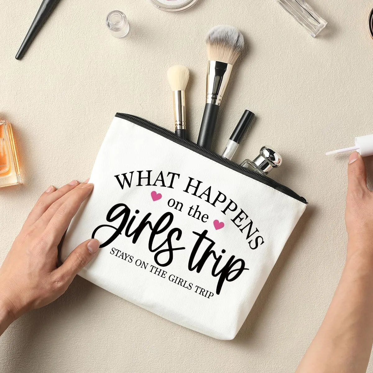 4 Pcs Girls Weekend Gifts for Women & Girls Trip Favors Makeup Bag Cosmetic Bag Bestie Gifts Weekend Bag Coin Purse for Female Lady Girl Daughter Coworker Travel Vacation Christmas Birthday