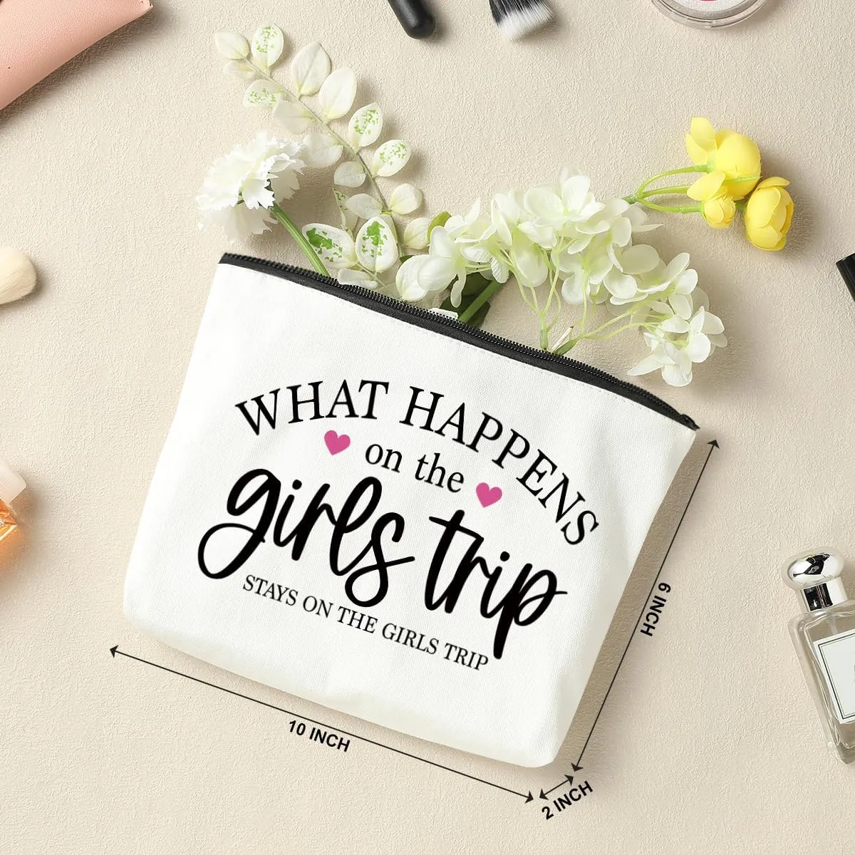 4 Pcs Girls Weekend Gifts for Women & Girls Trip Favors Makeup Bag Cosmetic Bag Bestie Gifts Weekend Bag Coin Purse for Female Lady Girl Daughter Coworker Travel Vacation Christmas Birthday