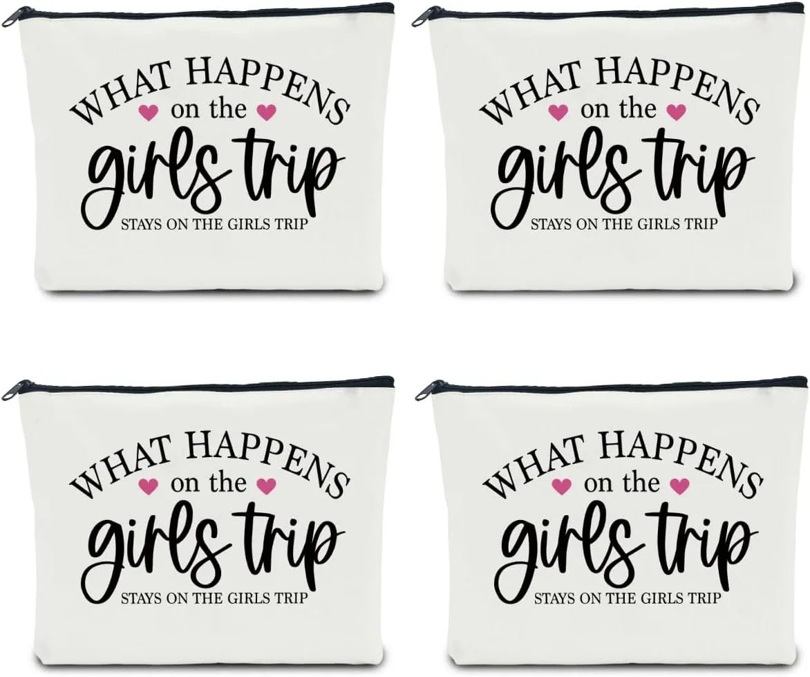 4 Pcs Girls Weekend Gifts for Women & Girls Trip Favors Makeup Bag Cosmetic Bag Bestie Gifts Weekend Bag Coin Purse for Female Lady Girl Daughter Coworker Travel Vacation Christmas Birthday