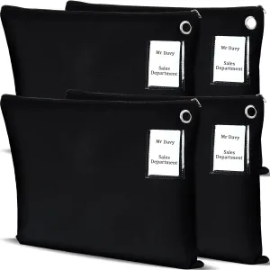 4 Pcs Interoffice Mailer Canvas Transit Sack Zipper Bag 18" x 14" Large Zipper Pouch with Grommet Interoffice Mail Bag (Black)