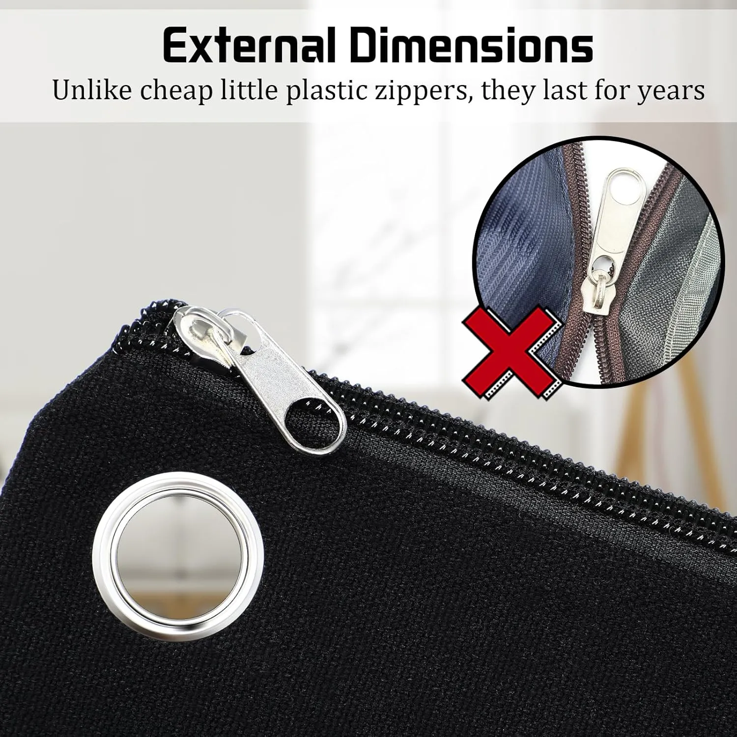 4 Pcs Interoffice Mailer Canvas Transit Sack Zipper Bag 18" x 14" Large Zipper Pouch with Grommet Interoffice Mail Bag (Black)