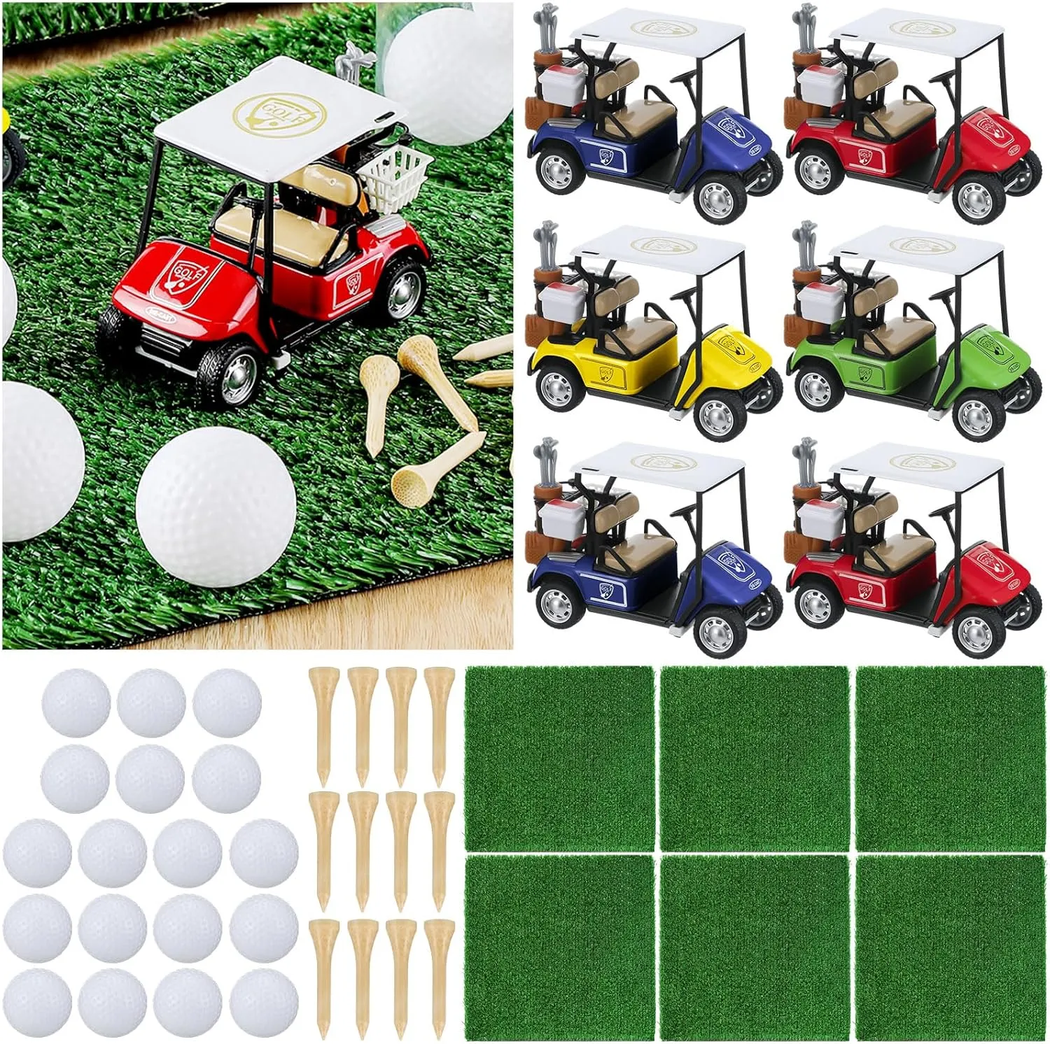 42 Pcs Golf Table Centerpiece Decorations with Practice Ball Cart Toy for Sport Themed supplies Birthday Party Decor