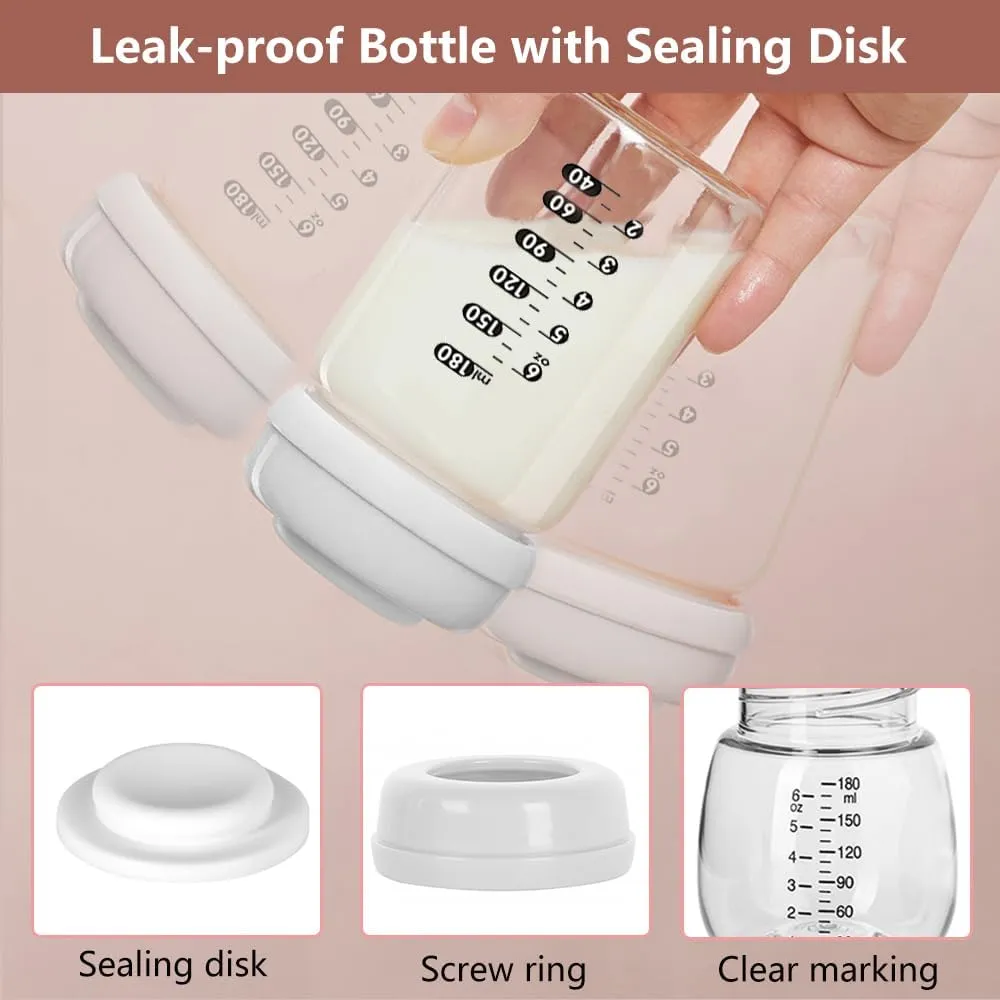 4pcs Breast Pump Collection Bottles for Spectra S2 S1 9 Plus Motif Luna Breast Pumps, 6.oz 180ml Reusable Wide Neck Bottles with Collar and Sealing Disc, Replace for Spectra Bottle