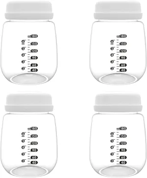 4pcs Breast Pump Collection Bottles for Spectra S2 S1 9 Plus Motif Luna Breast Pumps, 6.oz 180ml Reusable Wide Neck Bottles with Collar and Sealing Disc, Replace for Spectra Bottle
