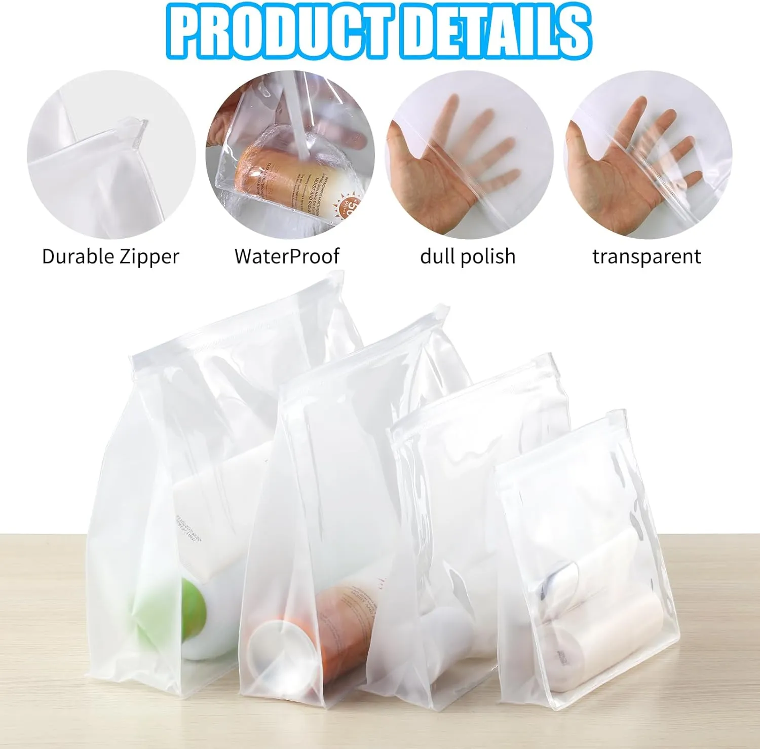 50 PCS Mini Clear Makeup Bag,Small Clear Zipper Pouch Travel Bag for Toiletries Plastic Cosmetic Organizer Waterproof，for Swimsuit Bikini Travel Vacation(9.8 x 7.1 x 2.6 Inch)