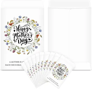 50 Pcs Mother's Day Seed Packets Self Adhesive Empty Wildflower Envelopes Happy Mother's Day Gift Mini Organizer for Mom Holiday Theme Party Favors, No Seeds
