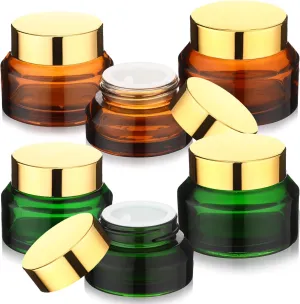 6 Pcs 0.5/1/ 2 oz Glass Jar with Lids Travel Size Containers for Toiletries Round Cosmetic Jars with Inner Travel Accessories for Storing Lip, Body Scrub, Lotion, Bath Salts(Amber,Black)